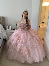 Pink Lace Ball Gown Prom Dress Tulle Floor-Length Lace-Up